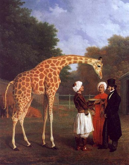 jacques laurent agasse,pittura,giraffa nubiana,arte dell' ottocento,dipinti con animali